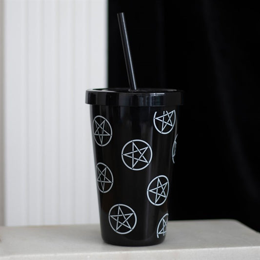 Pentagram Plastic Tumbler & Straw