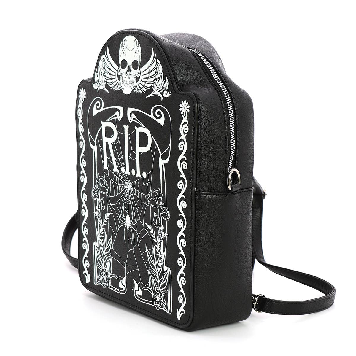 Glow in the Dark Tombstone Mini Backpack: Black