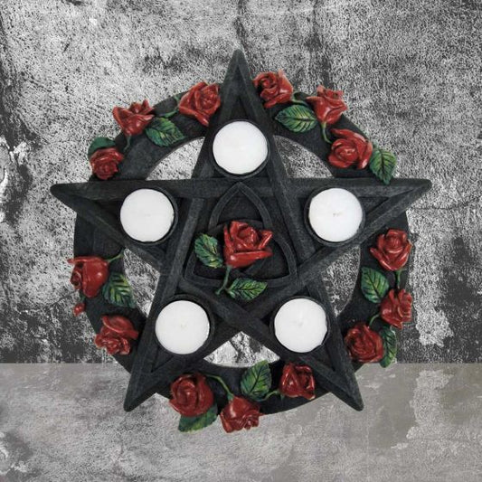 Pentacle Rose Tealight Holder 29.5cm