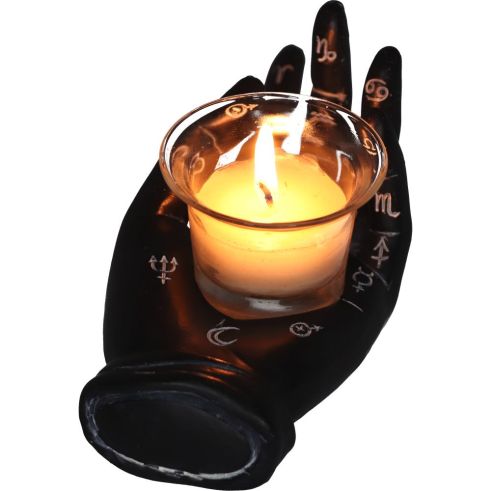 Palmist's Prediction Black Chiromancy Hand Candle Holder