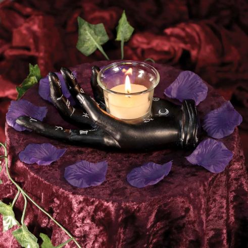 Palmist's Prediction Black Chiromancy Hand Candle Holder