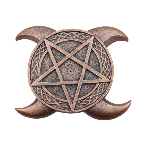 Bronze Triple Moon Pentacle Incense Burner 15.5cm