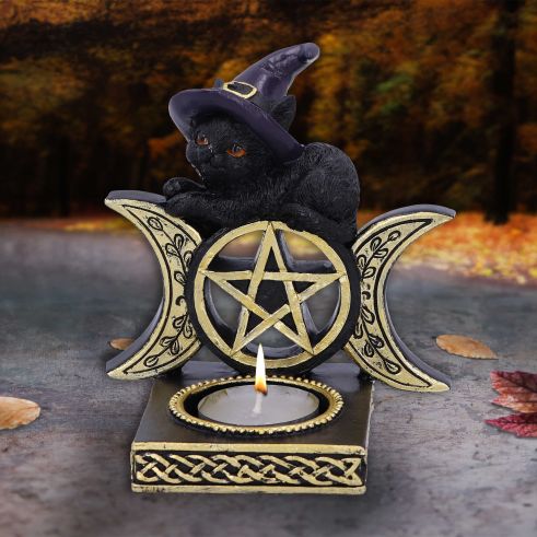 Black Magic Cat Tea Light Holder