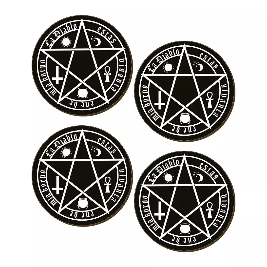 The Devil Is Living In My Flesh Satanic 4 Piece Coaster Set