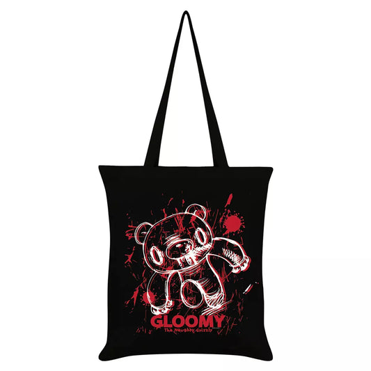 Gloomy Bear Spatter Sketch Black Tote Bag