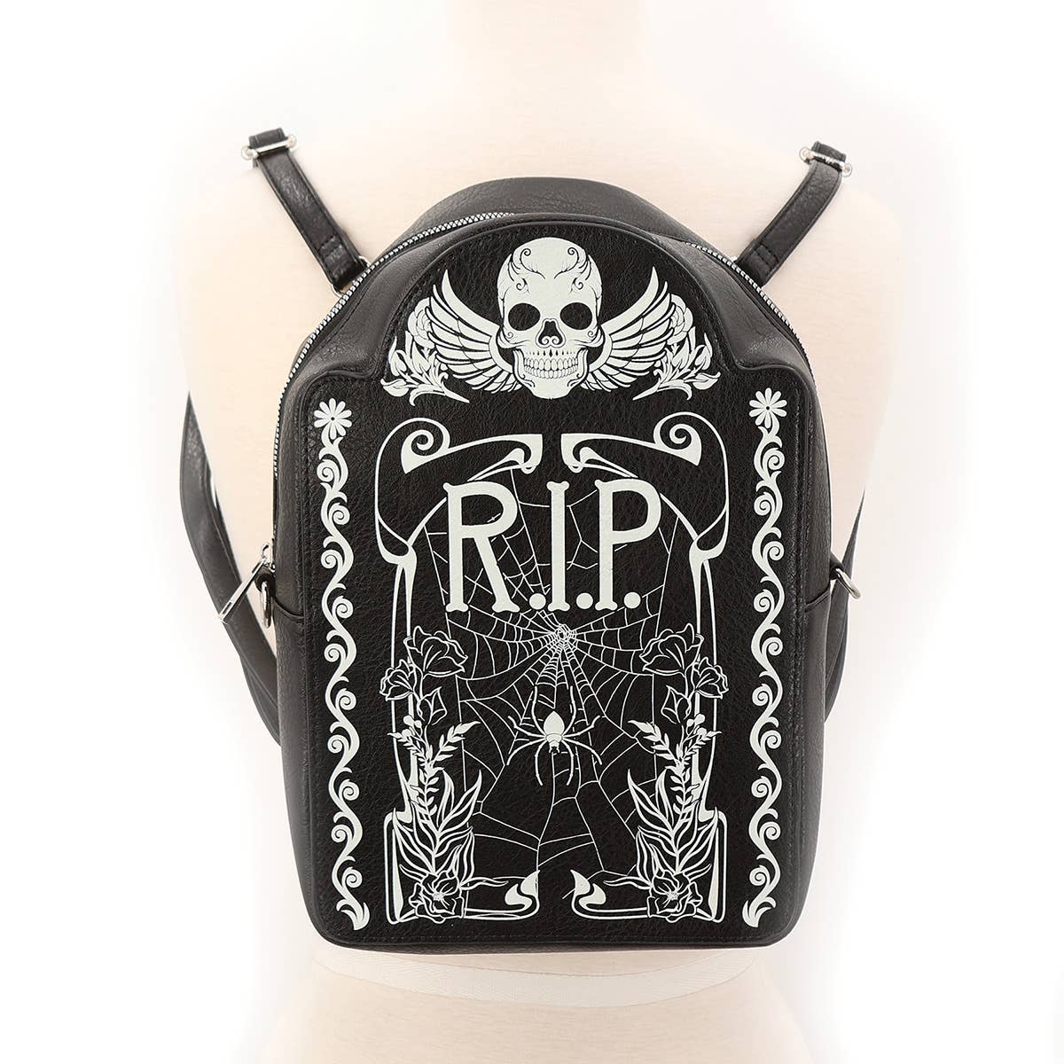 Glow in the Dark Tombstone Mini Backpack: Black