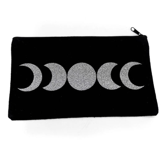 Moon Phase Glittery Zip Pouch