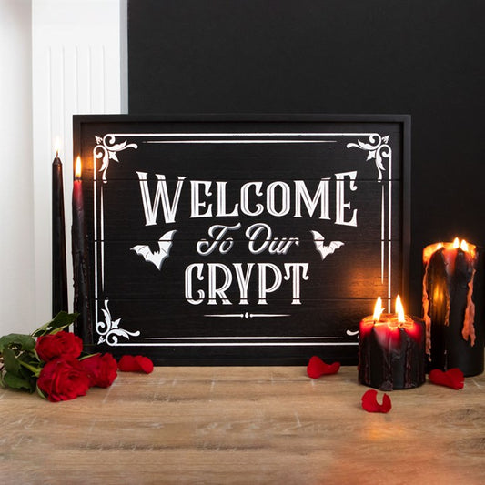 Welcome To Our Crypt Wall Gothic Plaque