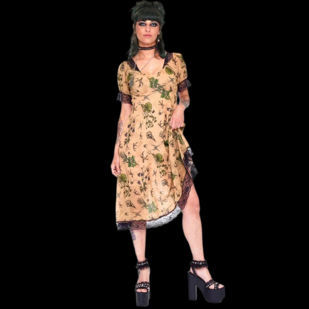 Apothecary Print Midi Dress