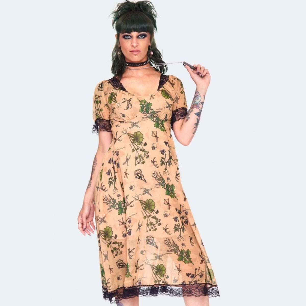 Apothecary Print Midi Dress