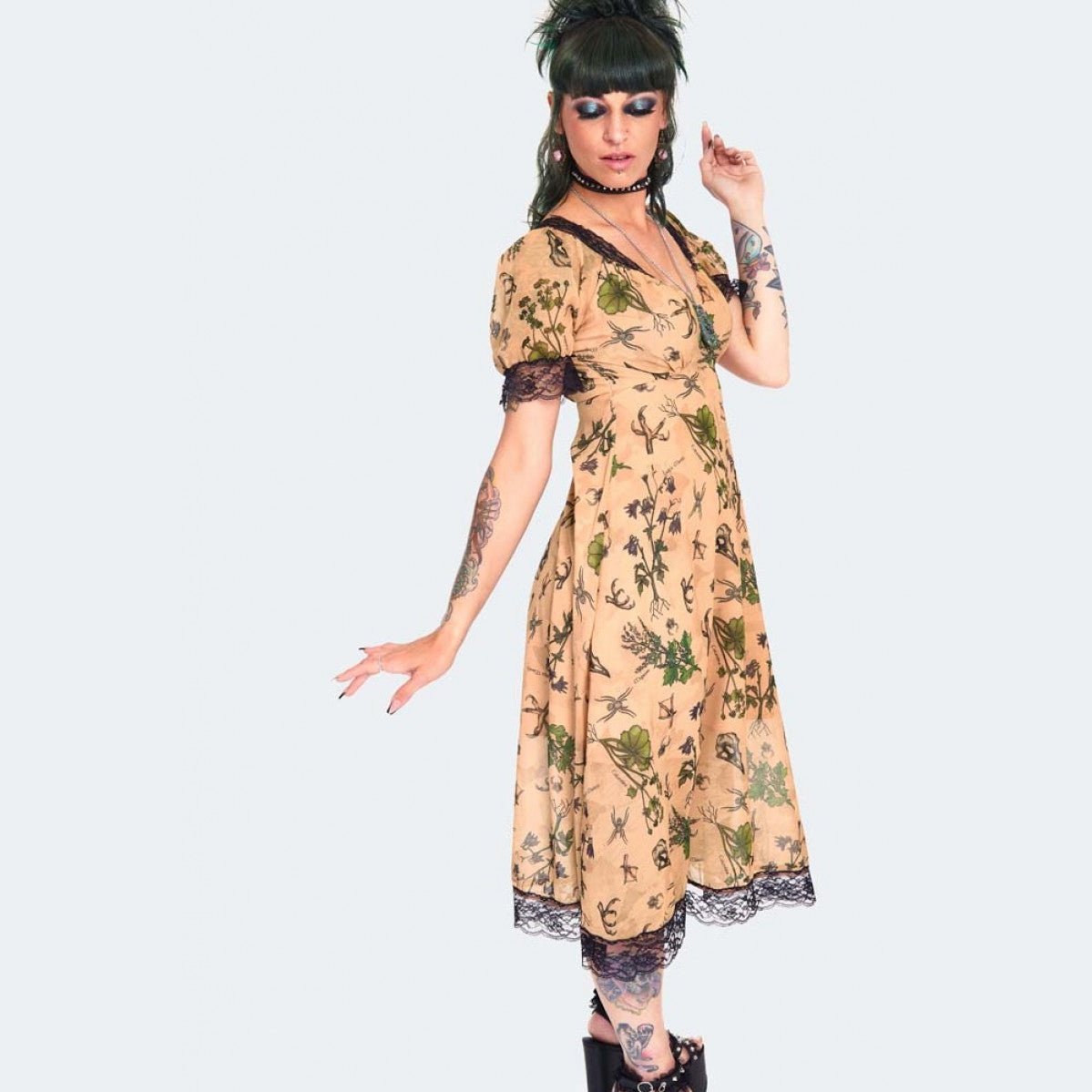 Apothecary Print Midi Dress