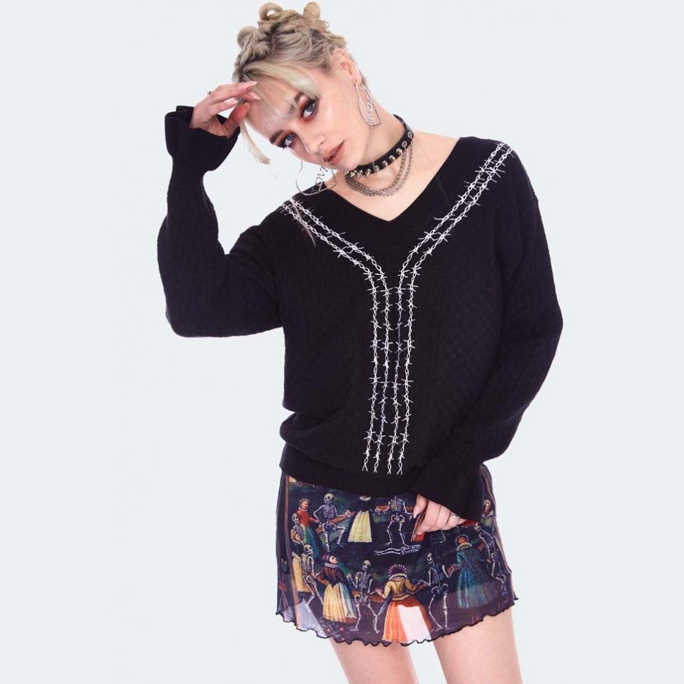 Barbed Wire Embroidery Jumper