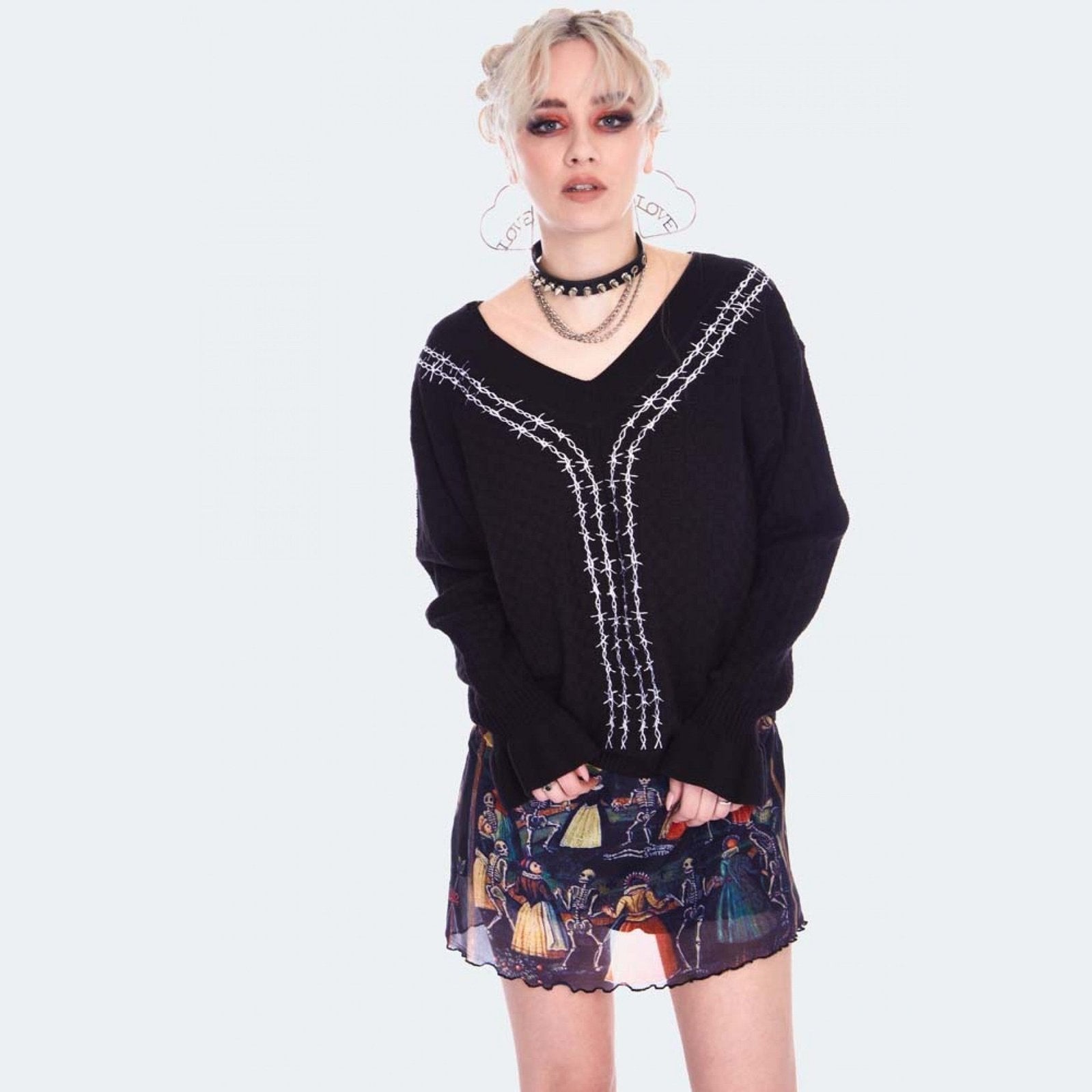 Barbed Wire Embroidery Jumper