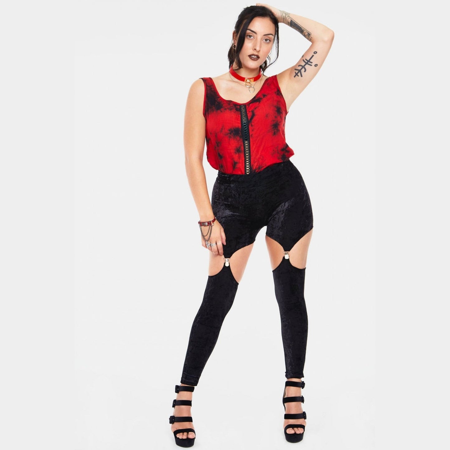 Glam Rock Velvet Harness Leggings