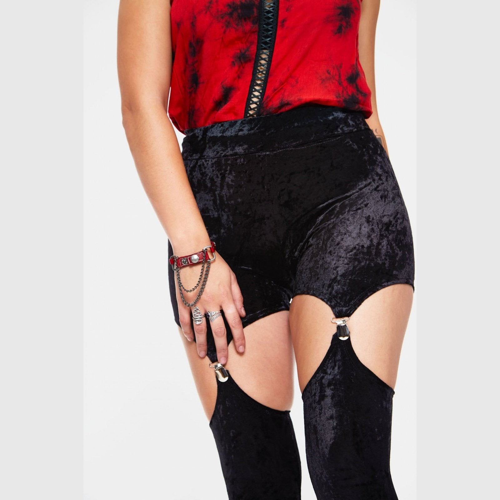 Glam Rock Velvet Harness Leggings