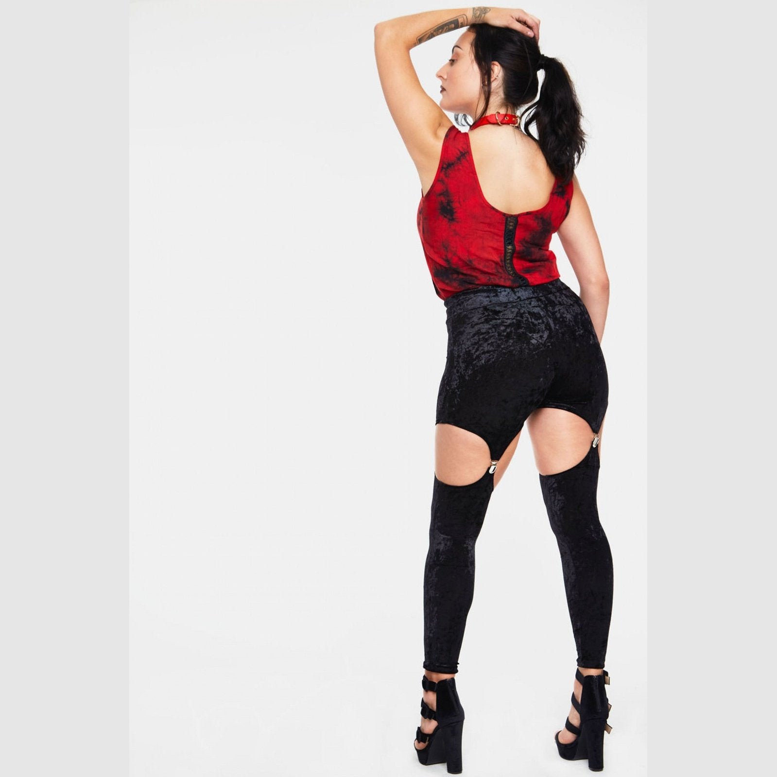 Glam Rock Velvet Harness Leggings