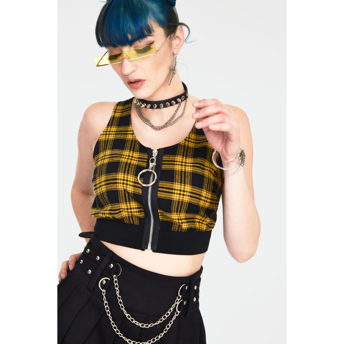 Teen Spirit Yellow Tartan Crop Top