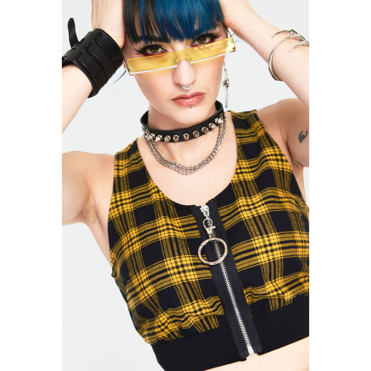 Teen Spirit Yellow Tartan Crop Top