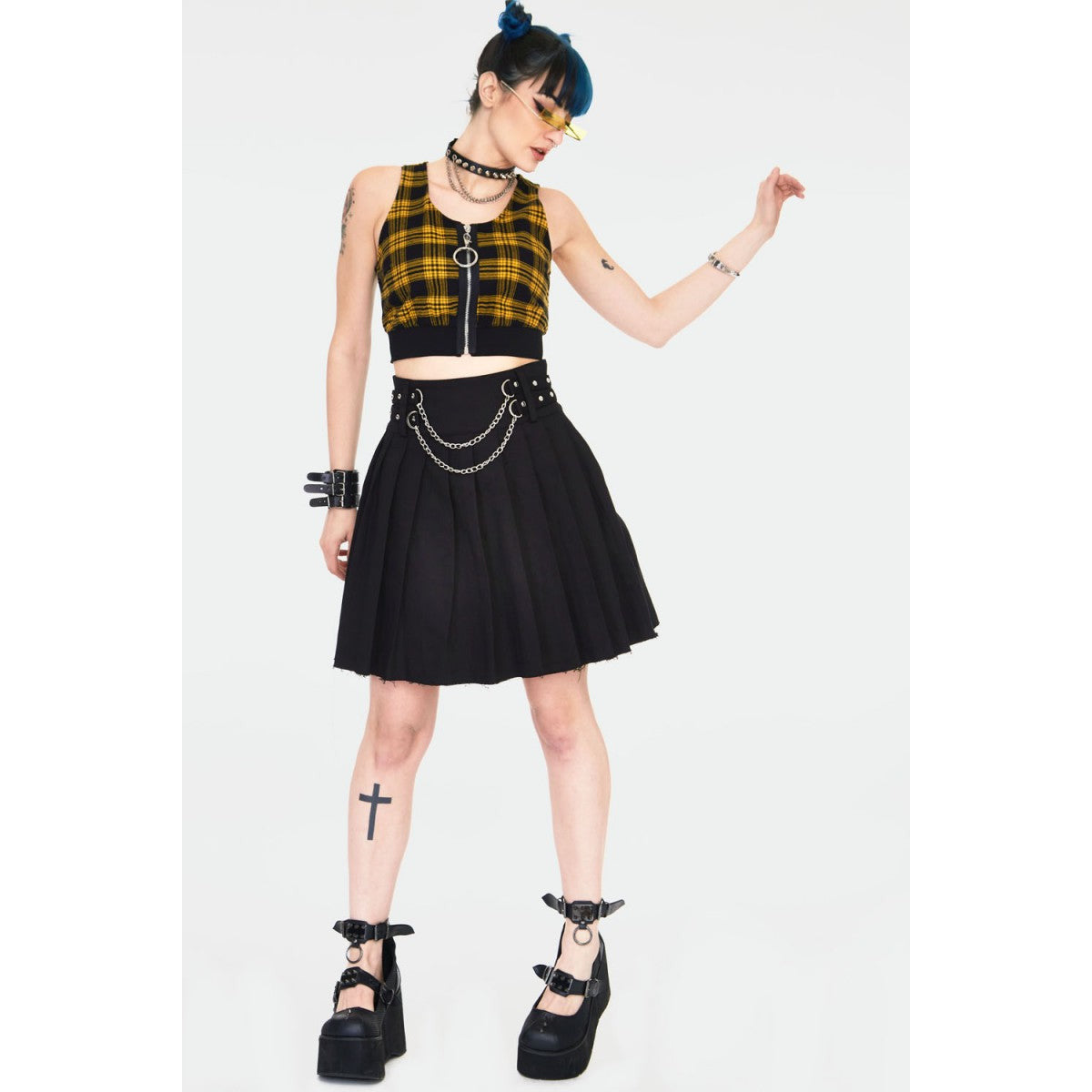 Teen Spirit Yellow Tartan Crop Top