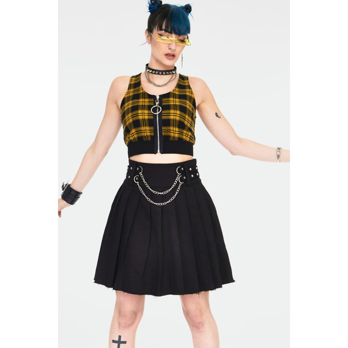 Teen Spirit Yellow Tartan Crop Top