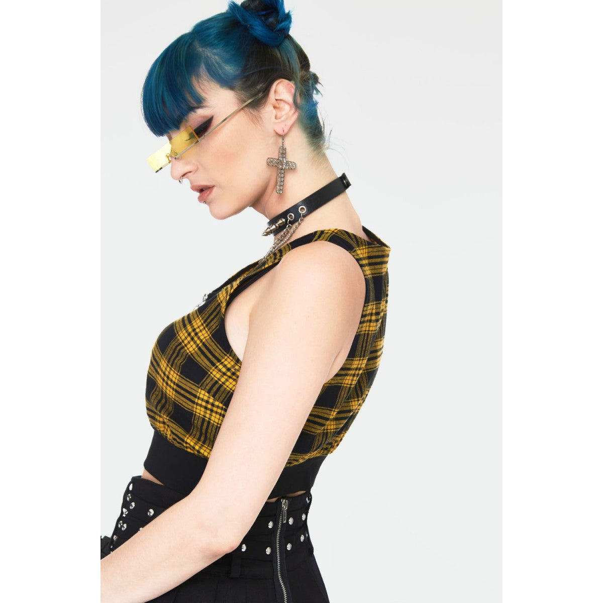 Teen Spirit Yellow Tartan Crop Top